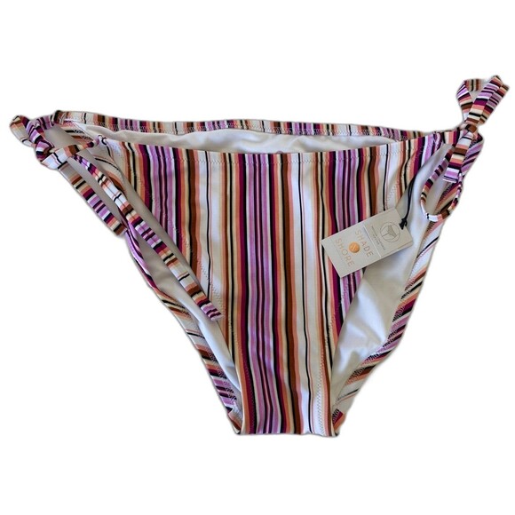 Shade & Shore Women’s Bikini Swim Bottom Striped with ties Size XL 16-18 NWT - Picture 1 of 4